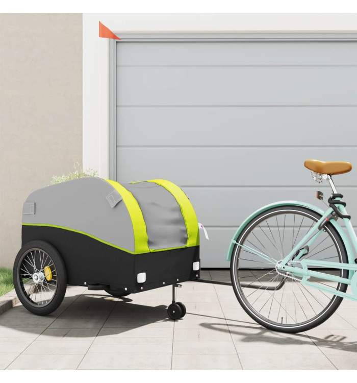 Remorque de vélo noir et vert 45 kg fer | Mobilier & Déco