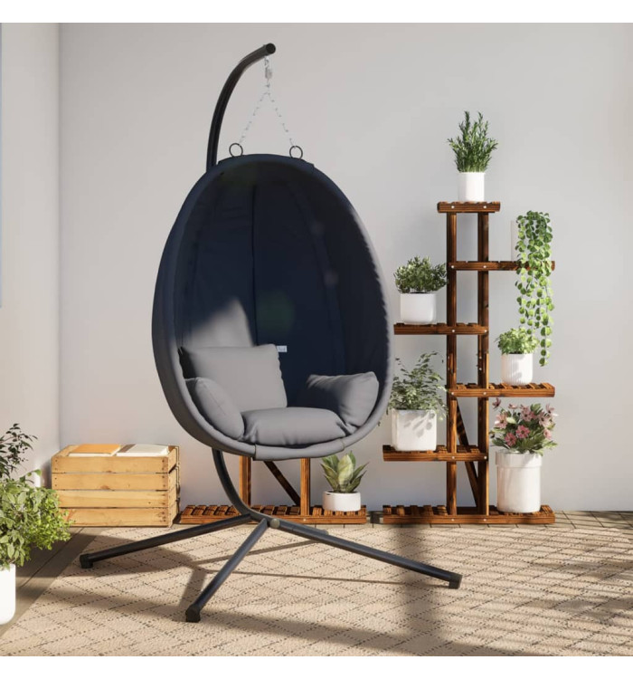 Chaise suspendue en forme d'œuf avec support anthracite | Mobilier & Déco