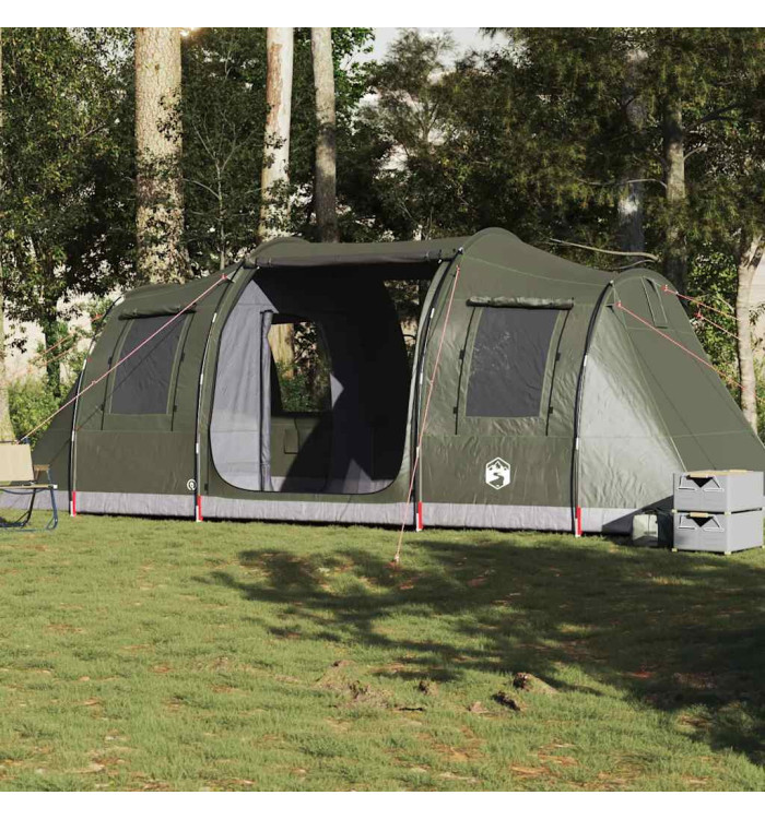 Tente de camping tunnel 4 personnes vert olive imperméable | Mobilier & Déco