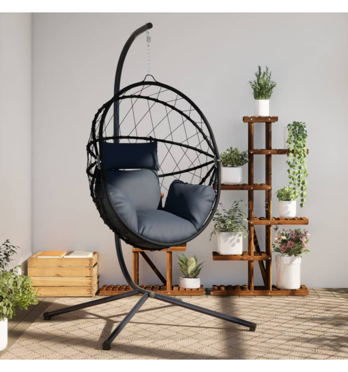 Chaise suspendue en forme d'œuf avec support anthracite | Mobilier & Déco