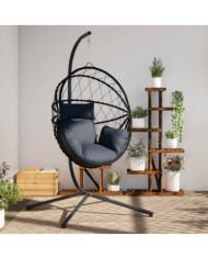 Chaise suspendue en forme d'œuf avec support anthracite | Mobilier & Déco