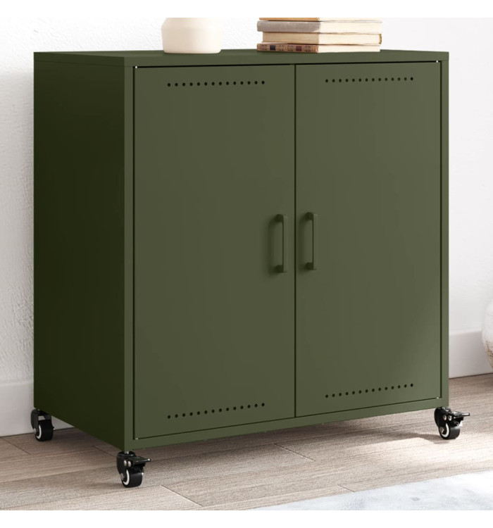 Buffet vert olive 68,5x39x72 cm acier | Mobilier & Déco