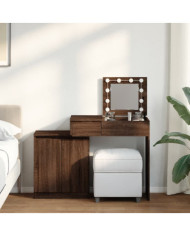 Coiffeuse avec LED chêne marron 115x37x110,5 cm | Mobilier & Déco