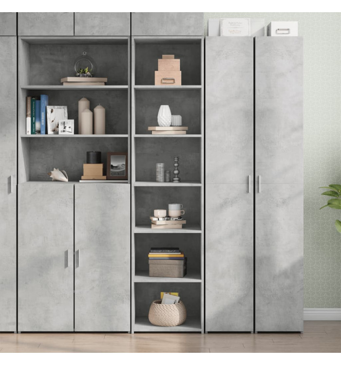 Buffet haut gris béton 45x41x185 cm bois d'ingénierie | Mobilier & Déco