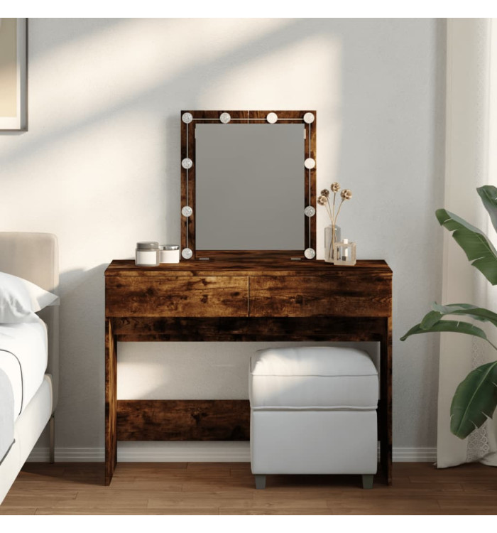 Coiffeuse avec LED chêne fumé 100x40x130 cm | Mobilier & Déco