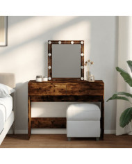 Coiffeuse avec LED chêne fumé 100x40x130 cm | Mobilier & Déco