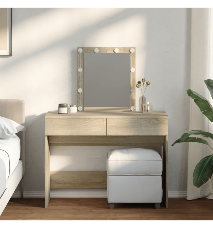 Coiffeuse avec LED chêne sonoma 100x40x130 cm | Mobilier & Déco