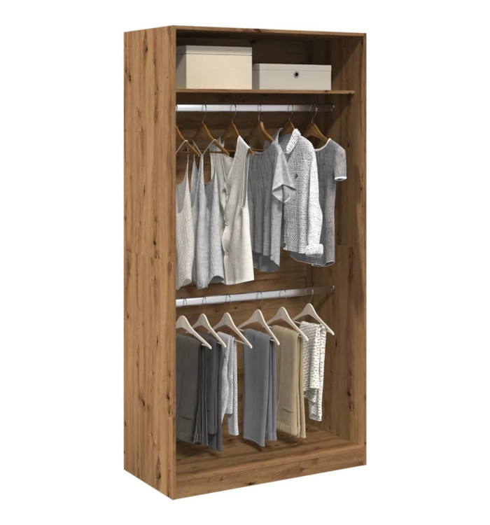 Garde-robe chêne artisanal 100x50x200 cm bois d'ingénierie | Mobilier & Déco
