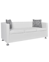 Canapé à 3 places similicuir blanc | Mobilier & Déco