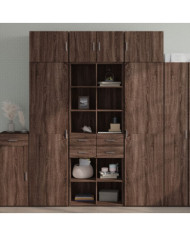 Buffet haut chêne marron 70x42,5x185 cm bois d'ingénierie | Mobilier & Déco