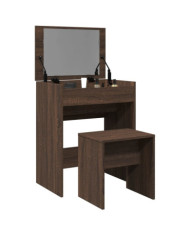 Coiffeuse et tabouret chêne marron 60x40x113,5 cm | Mobilier & Déco
