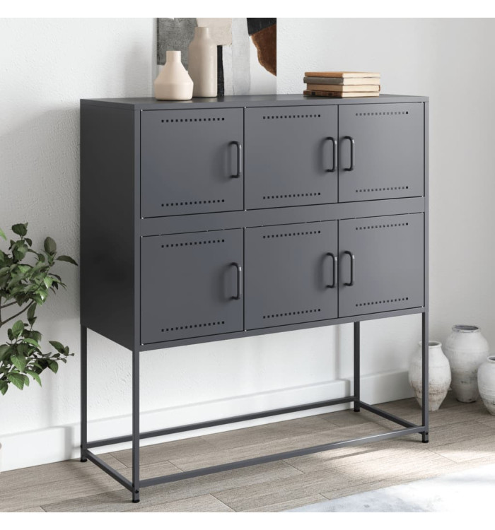 Buffet anthracite 100,5x39x107 cm acier | Mobilier & Déco