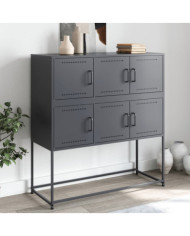 Buffet anthracite 100,5x39x107 cm acier | Mobilier & Déco