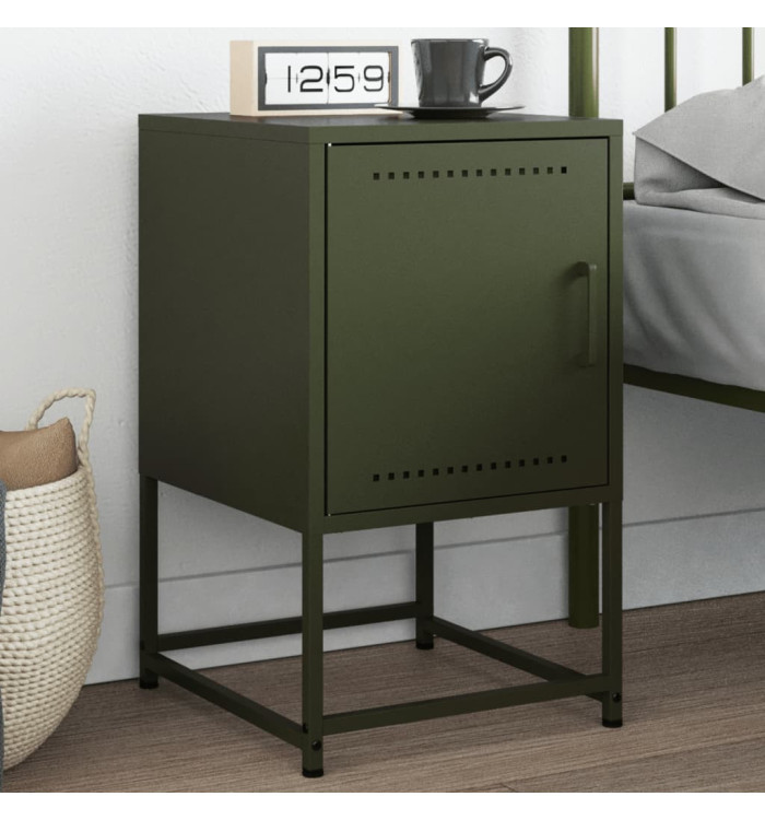 Table de chevet vert olive 36x39x60,5 cm acier | Mobilier & Déco