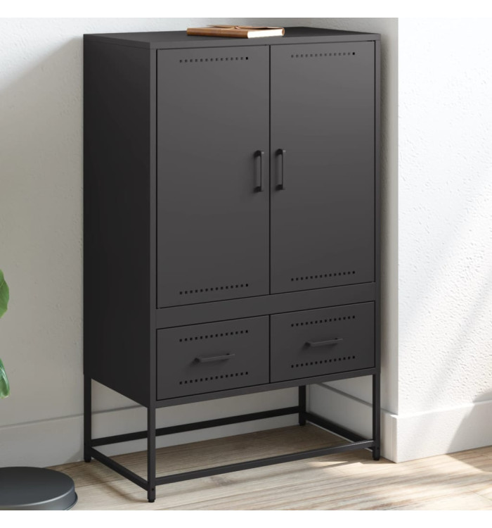 Buffet haut noir 68x39x111,5 cm acier | Mobilier & Déco