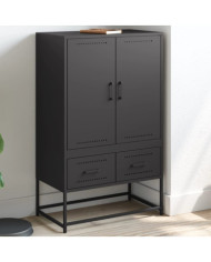 Buffet haut noir 68x39x111,5 cm acier | Mobilier & Déco