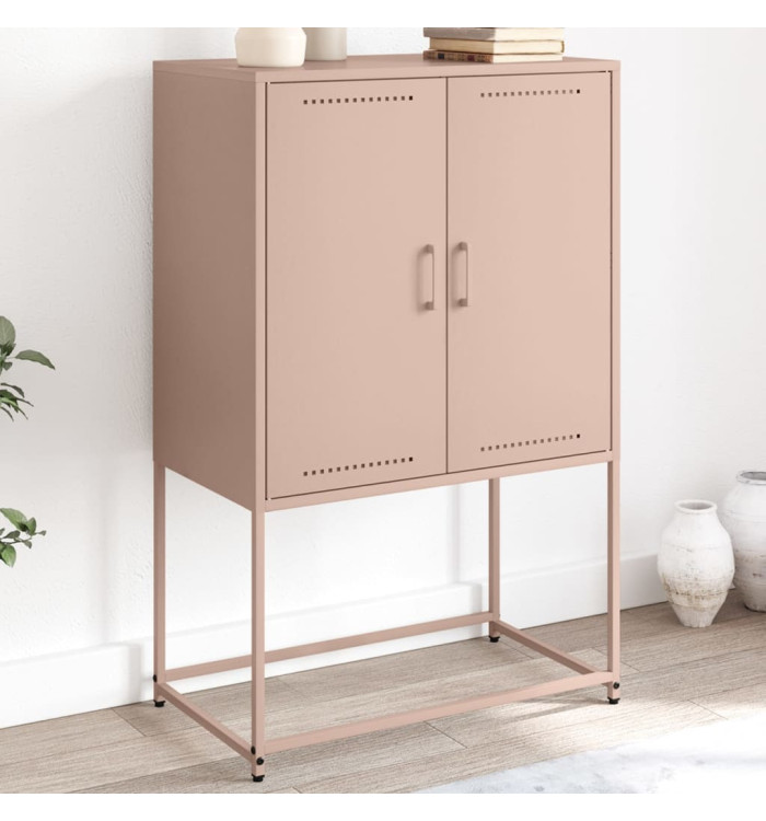 Buffet haut rose 68,5x38,5x107 cm acier | Mobilier & Déco