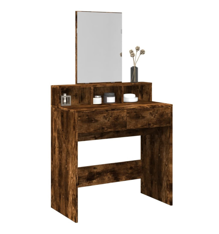 Coiffeuse avec miroir chêne fumé 80x41x144,5 cm | Mobilier & Déco