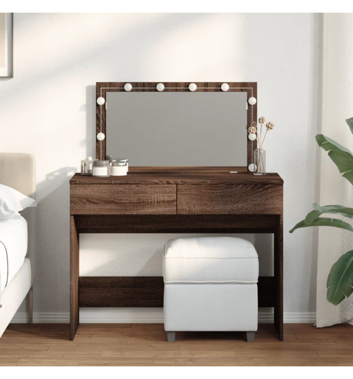 Coiffeuse avec LED chêne marron 100x40x120 cm | Mobilier & Déco
