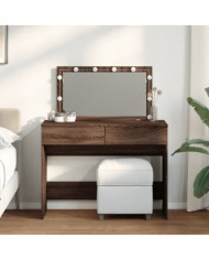 Coiffeuse avec LED chêne marron 100x40x120 cm | Mobilier & Déco