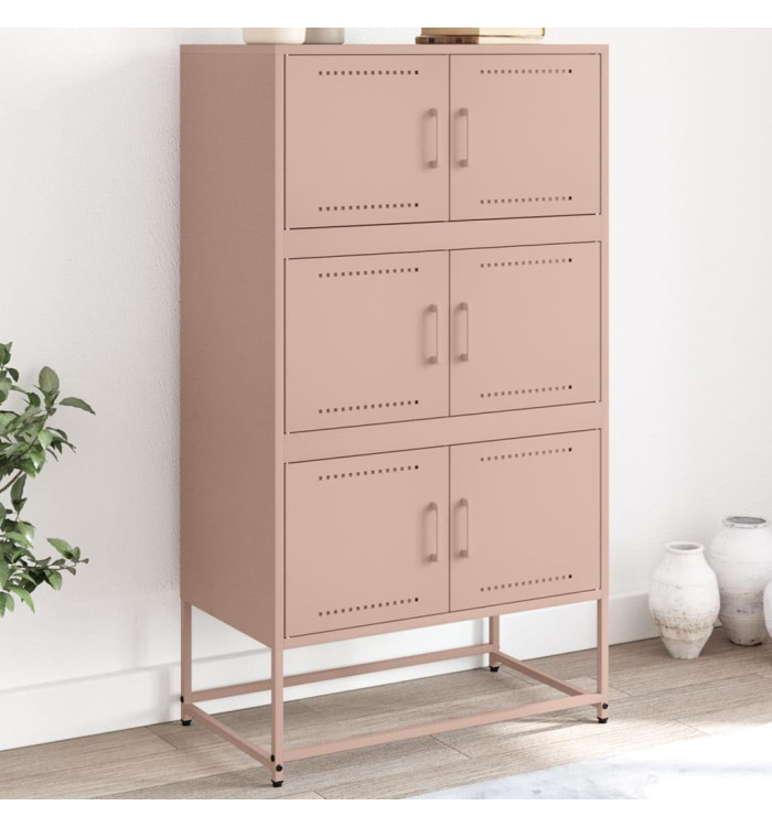 Buffet rose 68,5x38,5x123,5 cm acier | Mobilier & Déco