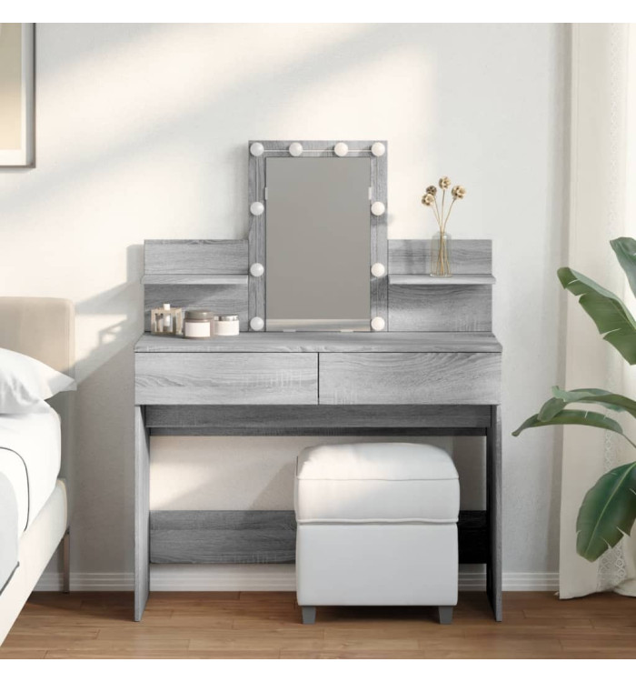 Coiffeuse avec LED sonoma gris 100x40x130 cm | Mobilier & Déco