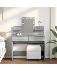 Coiffeuse avec LED sonoma gris 100x40x130 cm | Mobilier & Déco