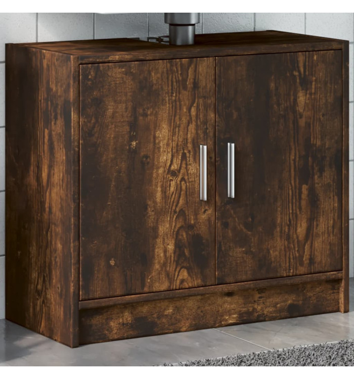 Armoire de lavabo chêne fumé 63x29x55 cm bois d'ingénierie | Mobilier & Déco