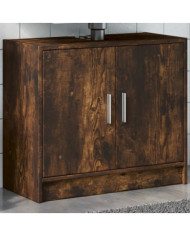Armoire de lavabo chêne fumé 63x29x55 cm bois d'ingénierie | Mobilier & Déco