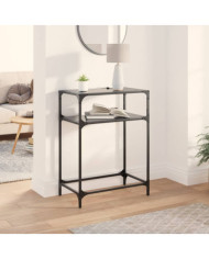 Table console avec dessus en verre noir 60x35x81 cm acier | Mobilier & Déco