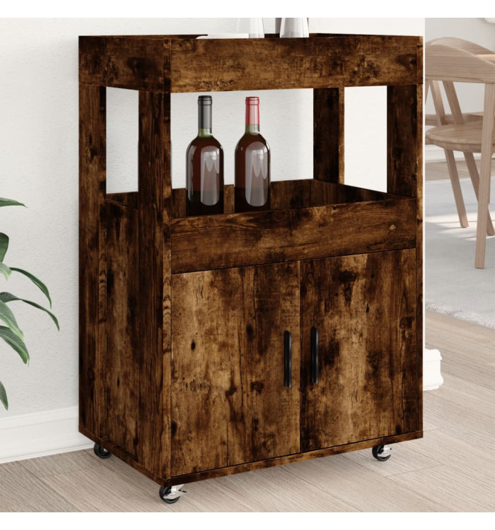 Chariot de bar chêne fumé 60x39,5x89 cm bois d'ingénierie | Mobilier & Déco