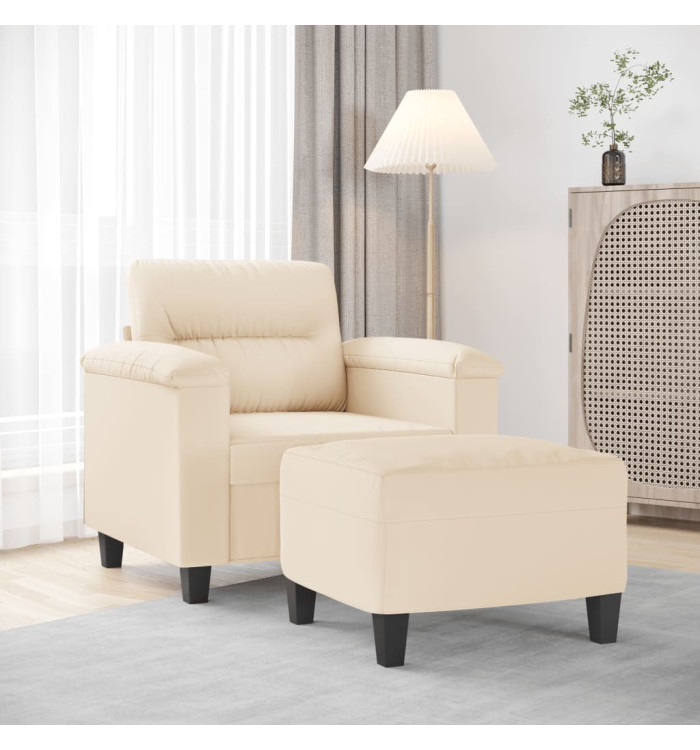 Fauteuil avec repose-pied Beige 60 cm Tissu microfibre | Mobilier & Déco