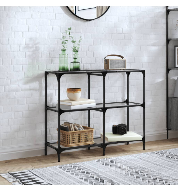 Table console avec dessus en verre transparent 98x30x81cm acier | Mobilier & Déco