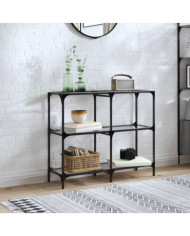 Table console avec dessus en verre transparent 98x30x81cm acier | Mobilier & Déco