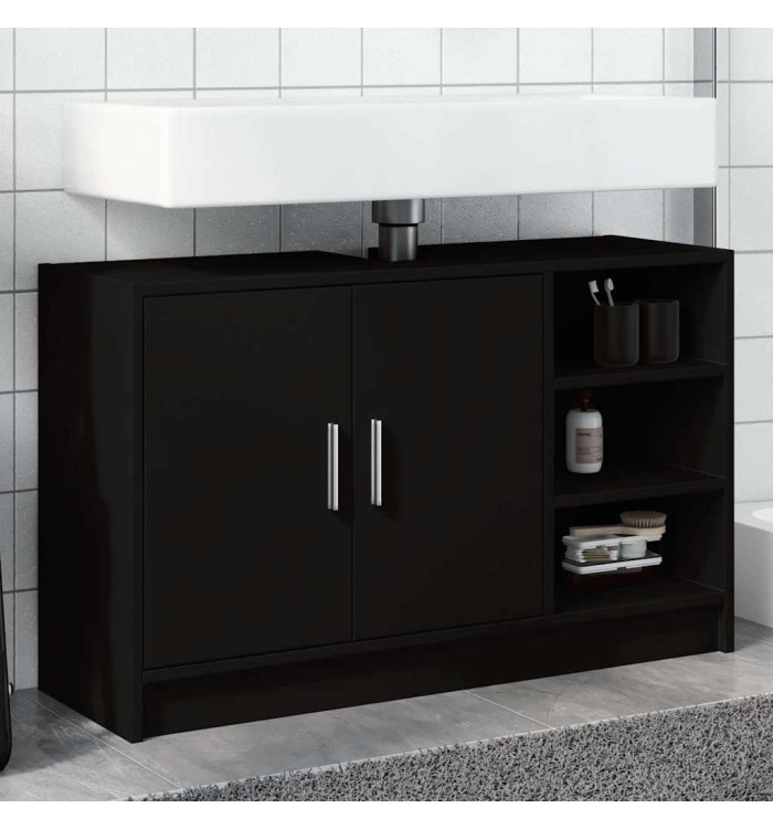 Armoire d'évier noir 90x29x55 cm bois d'ingénierie | Mobilier & Déco