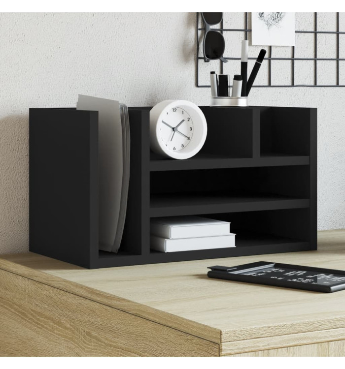 Organisateur de bureau noir 44,5x24x25 cm bois d'ingénierie | Mobilier & Déco