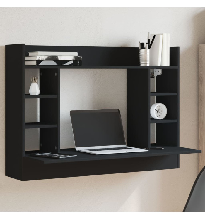 Bureau mural noir 105x48x75 cm bois d'ingénierie | Mobilier & Déco