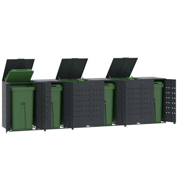 Rangement à roulettes pour poubelles pour 6 bacs anthracite | Mobilier & Déco
