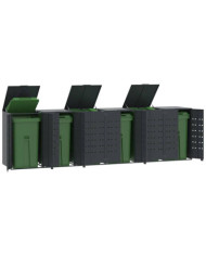 Rangement à roulettes pour poubelles pour 6 bacs anthracite | Mobilier & Déco