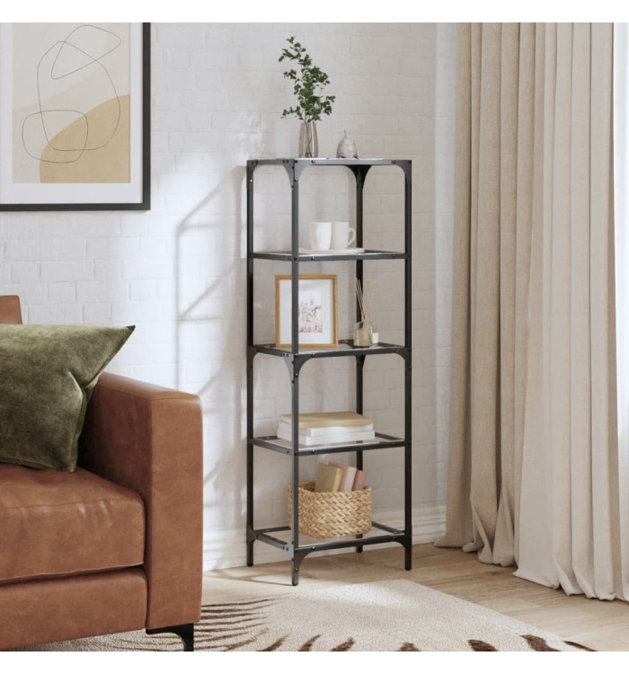 Étagère de rangement avec dessus en verre transparent acier | Mobilier & Déco