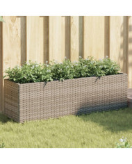 Jardinières avec 3 pots 2 pcs gris 105x30x32 cm résine tressée | Mobilier & Déco