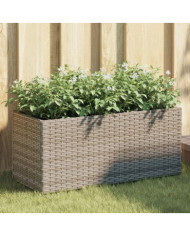 Jardinière avec 2 pots gris 72x30x32 cm résine tressée | Mobilier & Déco