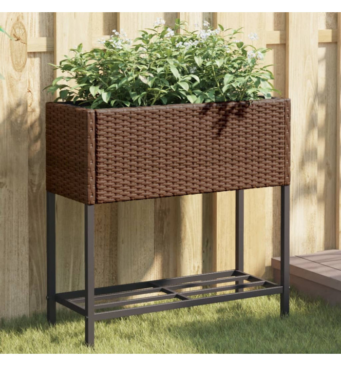 Jardinière avec étagère marron résine tressée | Mobilier & Déco