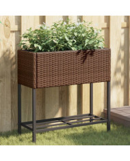 Jardinière avec étagère marron résine tressée | Mobilier & Déco