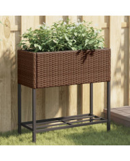 Jardinières avec étagère 2 pcs brun 70x28x70 cm résine tressée | Mobilier & Déco