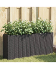 Jardinières avec 2 pots 2 pcs noir 90x20x40 cm résine tressée | Mobilier & Déco