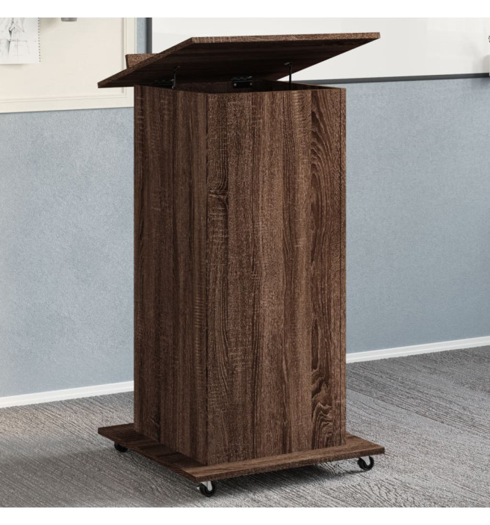 Pupitre et roues et tiroir chêne marron bois d'ingénierie | Mobilier & Déco