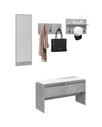 Ensemble de meubles de couloir 4 pcs gris béton bois ingénierie | Mobilier & Déco