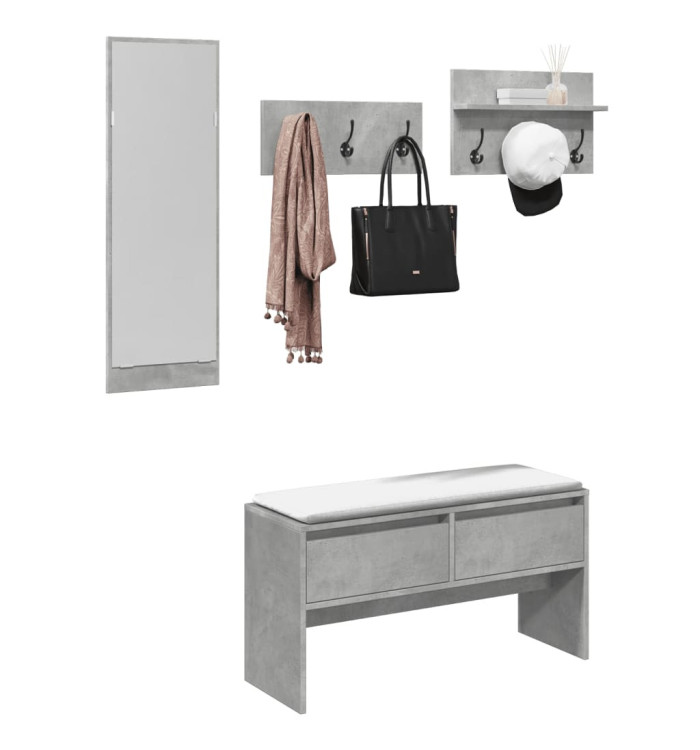 Ensemble de meubles de couloir 4 pcs gris béton bois ingénierie | Mobilier & Déco