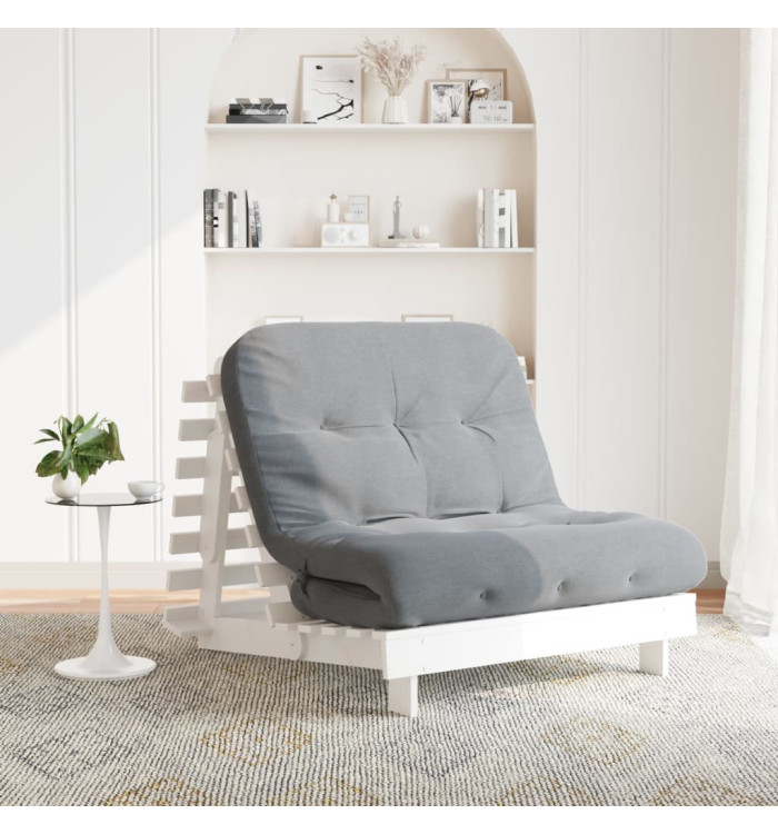 Canapé-lit futon avec matelas 100x206x11 cm bois massif de pin | Mobilier & Déco